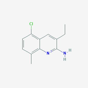 molecular formula C12H13ClN2 B14849559 5-Chloro-3-ethyl-8-methylquinolin-2-amine 