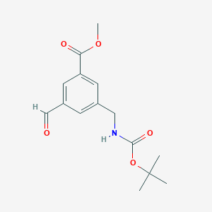 molecular formula C15H19NO5 B14849580 Methyl 3-(((tert-butoxycarbonyl)amino)methyl)-5-formylbenzoate 