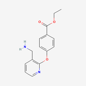 molecular formula C15H16N2O3 B1484968 Ethyl 4-{[3-(aminomethyl)-2-pyridinyl]oxy}benzoate CAS No. 2203843-04-1