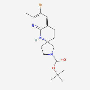 molecular formula C17H24BrN3O2 B14849719 tert-butyl (2S)-6-bromo-7-methyl-3,4-dihydro-1H-spiro[1,8-naphthyridine-2,3'-pyrrolidine]-1'-carboxylate 