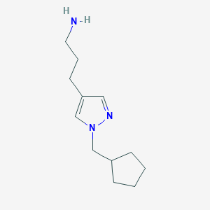 molecular formula C12H21N3 B1484976 3-[1-(cyclopentylmethyl)-1H-pyrazol-4-yl]propan-1-amine CAS No. 2098074-33-8