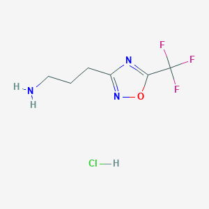 molecular formula C6H9ClF3N3O B1484990 3-[5-(Trifluoromethyl)-1,2,4-oxadiazol-3-yl]propan-1-amine hydrochloride CAS No. 1909319-53-4