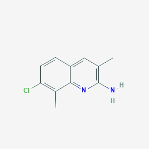 molecular formula C12H13ClN2 B14849928 2-Amino-7-chloro-3-ethyl-8-methylquinoline CAS No. 948294-08-4