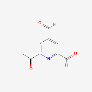 molecular formula C9H7NO3 B14849947 6-Acetylpyridine-2,4-dicarbaldehyde 