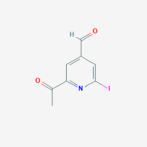 molecular formula C8H6INO2 B14850024 2-Acetyl-6-iodoisonicotinaldehyde CAS No. 1393551-86-4