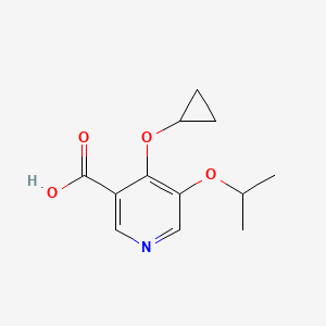 molecular formula C12H15NO4 B14850107 4-Cyclopropoxy-5-isopropoxynicotinic acid 