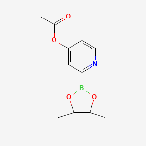 molecular formula C13H18BNO4 B14850261 2-(4,4,5,5-Tetramethyl-1,3,2-dioxaborolan-2-YL)pyridin-4-YL acetate 