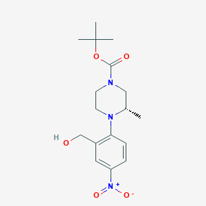 molecular formula C17H25N3O5 B1485028 (S)-tert-butyl 4-(2-(hydroxymethyl)-4-nitrophenyl)-3-methylpiperazine-1-carboxylate CAS No. 1679381-28-2