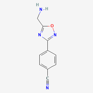 molecular formula C10H8N4O B14850349 4-(5-(Aminomethyl)-1,2,4-oxadiazol-3-yl)benzonitrile 