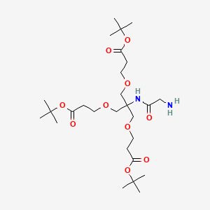 molecular formula C27H50N2O10 B1485035 3-[2-(2-Amino-acetylamino)-3-(2-tert-butoxycarbonyl-ethoxy)-2-(2-tert-butoxycarbonyl-ethoxymethyl)-propoxy]-propionic acid tert-butyl ester CAS No. 2206609-33-6