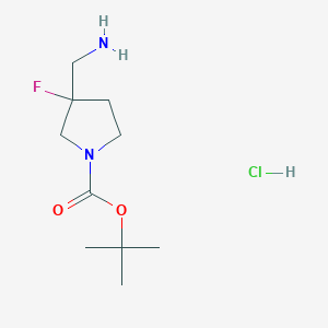 molecular formula C10H20ClFN2O2 B1485042 Tert-butyl 3-(aminomethyl)-3-fluoropyrrolidine-1-carboxylate hydrochloride CAS No. 2098129-17-8