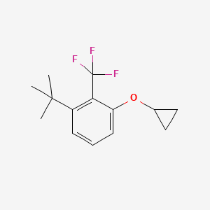 molecular formula C14H17F3O B14850431 1-Tert-butyl-3-cyclopropoxy-2-(trifluoromethyl)benzene 