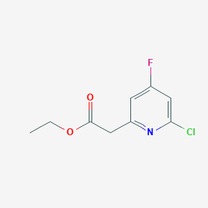 molecular formula C9H9ClFNO2 B14850488 Ethyl 2-chloro-4-fluoropyridine-6-acetate 