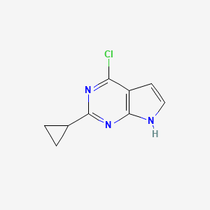 molecular formula C9H8ClN3 B1485052 4-氯-2-环丙基-7H-吡咯并[2,3-d]嘧啶 CAS No. 1379340-05-2