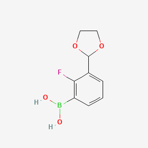 molecular formula C9H10BFO4 B14850541 [3-(1,3-Dioxolan-2-YL)-2-fluorophenyl]boronic acid 