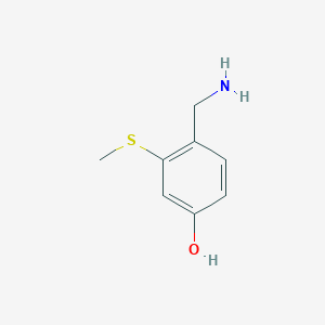 molecular formula C8H11NOS B14850680 4-(Aminomethyl)-3-(methylthio)phenol 