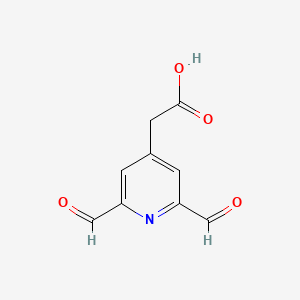 molecular formula C9H7NO4 B14850851 (2,6-Diformylpyridin-4-YL)acetic acid 