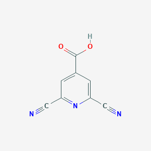 molecular formula C8H3N3O2 B14850936 2,6-Dicyanoisonicotinic acid 