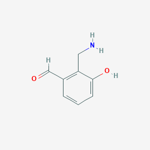 molecular formula C8H9NO2 B14851235 2-(Aminomethyl)-3-hydroxybenzaldehyde 