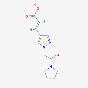 molecular formula C12H15N3O3 B1485135 (2E)-3-{1-[2-oxo-2-(pyrrolidin-1-yl)ethyl]-1H-pyrazol-4-yl}prop-2-enoic acid CAS No. 2098157-63-0