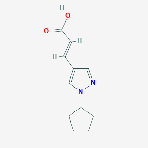 molecular formula C11H14N2O2 B1485136 (2E)-3-(1-cyclopentyl-1H-pyrazol-4-yl)prop-2-enoic acid CAS No. 2089535-34-0