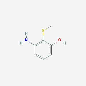 molecular formula C7H9NOS B14851438 3-Amino-2-(methylthio)phenol 