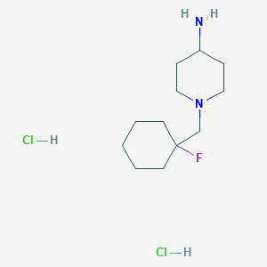 molecular formula C12H25Cl2FN2 B1485144 1-[(1-Fluorocyclohexyl)methyl]piperidin-4-amine dihydrochloride CAS No. 2098029-21-9