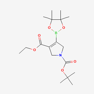 molecular formula C18H30BNO6 B14851571 1-Tert-butyl 3-ethyl 4-(4,4,5,5-tetramethyl-1,3,2-dioxaborolan-2-YL)-1H-pyrrole-1,3(2H,5H)-dicarboxylate 