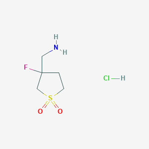 molecular formula C5H11ClFNO2S B1485167 3-(Aminomethyl)-3-fluoro-1lambda6-thiolane-1,1-dione hydrochloride CAS No. 2097971-67-8