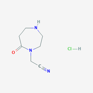 molecular formula C7H12ClN3O B1485181 2-(7-Oxo-1,4-diazepan-1-yl)acetonitrile hydrochloride CAS No. 2098113-83-6