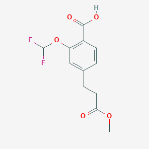 molecular formula C12H12F2O5 B14851964 2-(Difluoromethoxy)-4-(3-methoxy-3-oxopropyl)benzoic acid 