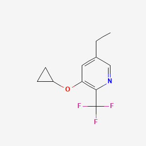 molecular formula C11H12F3NO B14851985 3-Cyclopropoxy-5-ethyl-2-(trifluoromethyl)pyridine 