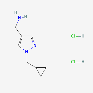 molecular formula C8H15Cl2N3 B1485209 [1-(cyclopropylmethyl)-1H-pyrazol-4-yl]methanamine dihydrochloride CAS No. 2098092-57-8