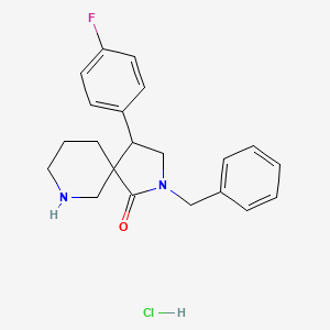 molecular formula C21H24ClFN2O B14852096 2-Benzyl-4-(4-fluorophenyl)-2,7-diazaspiro[4.5]decan-1-one hydrochloride 