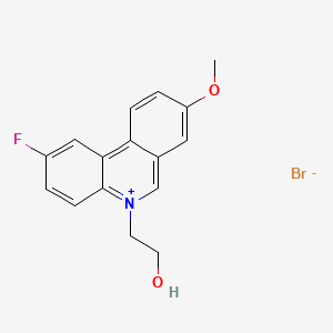 molecular formula C16H15BrFNO2 B14852230 2-Fluoro-5-(2-hydroxyethyl)-8-methoxyphenanthridin-5-ium bromide 