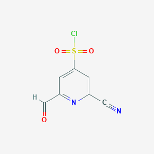 molecular formula C7H3ClN2O3S B14852238 2-Cyano-6-formylpyridine-4-sulfonyl chloride 