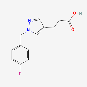 molecular formula C13H13FN2O2 B1485224 3-{1-[(4-fluorophenyl)methyl]-1H-pyrazol-4-yl}propanoic acid CAS No. 2098071-72-6