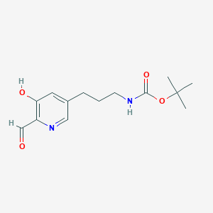 molecular formula C14H20N2O4 B14852257 Tert-butyl 3-(6-formyl-5-hydroxypyridin-3-YL)propylcarbamate 