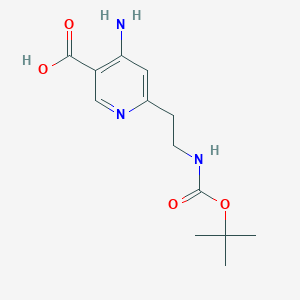 molecular formula C13H19N3O4 B14852318 4-Amino-6-(2-((tert-butoxycarbonyl)amino)ethyl)nicotinic acid 