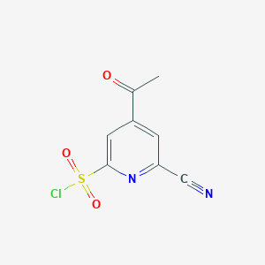 molecular formula C8H5ClN2O3S B14852325 4-Acetyl-6-cyanopyridine-2-sulfonyl chloride 