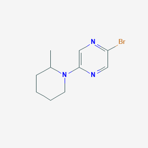 molecular formula C10H14BrN3 B14852357 2-Bromo-5-(2-methylpiperidin-1-YL)pyrazine 