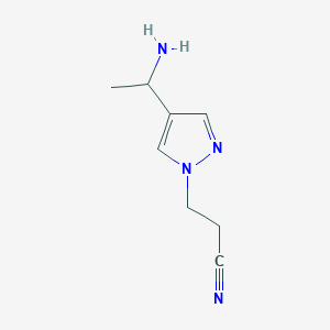 molecular formula C8H12N4 B1485237 3-[4-(1-aminoethyl)-1H-pyrazol-1-yl]propanenitrile CAS No. 2092722-97-7