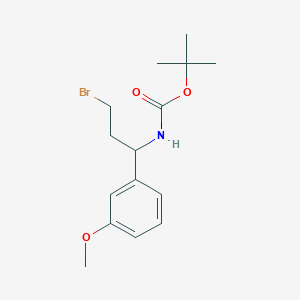 molecular formula C15H22BrNO3 B14852379 Tert-butyl 3-bromo-1-(3-methoxyphenyl)propylcarbamate 