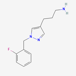 molecular formula C13H16FN3 B1485242 3-{1-[(2-fluorophenyl)methyl]-1H-pyrazol-4-yl}propan-1-amine CAS No. 2098085-79-9