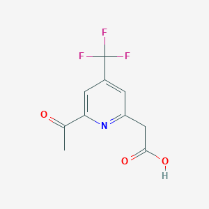 molecular formula C10H8F3NO3 B14852424 [6-Acetyl-4-(trifluoromethyl)pyridin-2-YL]acetic acid 