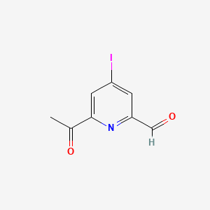 molecular formula C8H6INO2 B14852567 6-Acetyl-4-iodopyridine-2-carbaldehyde 