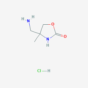 molecular formula C5H11ClN2O2 B1485263 4-(Aminomethyl)-4-methyl-1,3-oxazolidin-2-one hydrochloride CAS No. 2098013-29-5