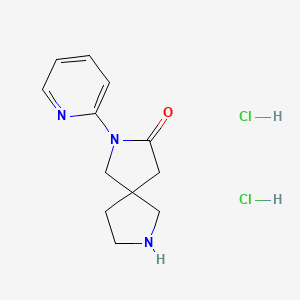 molecular formula C12H17Cl2N3O B1485273 2-(Pyridin-2-yl)-2,7-diazaspiro[4.4]nonan-3-one dihydrochloride CAS No. 2098078-07-8