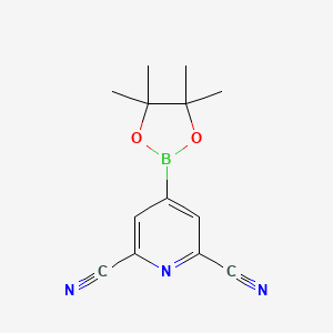 molecular formula C13H14BN3O2 B14852785 4-(4,4,5,5-Tetramethyl-1,3,2-dioxaborolan-2-YL)pyridine-2,6-dicarbonitrile 