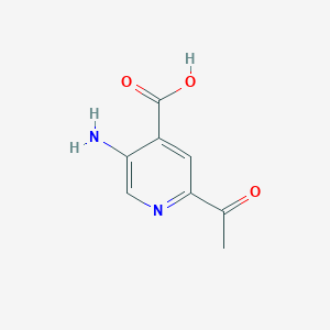 molecular formula C8H8N2O3 B14852795 2-Acetyl-5-aminoisonicotinic acid 